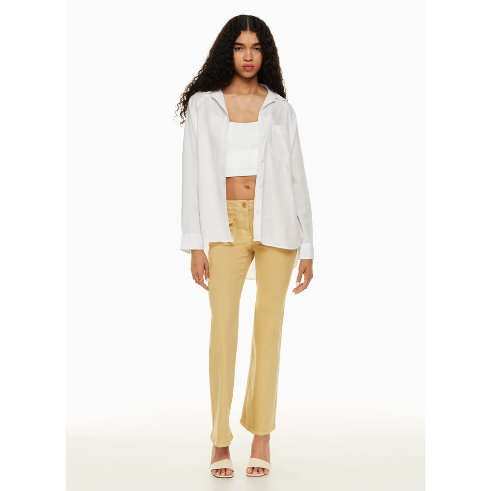 Wilfred Free White Boyfriend Linen Blend Relaxed Button Up Shirt 2XS XXS